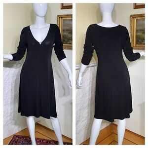 Powerline LBD Deep V-Neckline Black Stretch Dress